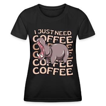 Nilpferd Kaffee Flusspferd Cafe Hippopotamus - Frauen Funktions-T-Shirt - Schwarz - Vorne - AI Model Female 172 light (172cm)