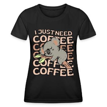 Koala Kaffee Koala Cafe - Frauen Funktions-T-Shirt - Schwarz - Vorne - AI Model Female 172 light (172cm)