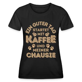 Chausie Katze Kaffee Cafe - Frauen Funktions-T-Shirt - Schwarz - Vorne - AI Model Female 172 light (172cm)