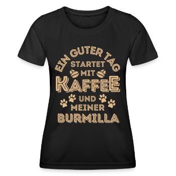 Burmilla Katze Kaffee Cafe - Frauen Funktions-T-Shirt - Schwarz - Vorne - AI Model Female 172 light (172cm)