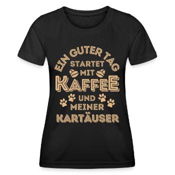 Kartäuser Katze Kaffee Cafe - Frauen Funktions-T-Shirt - Schwarz - Vorne - AI Model Female 172 light (172cm)