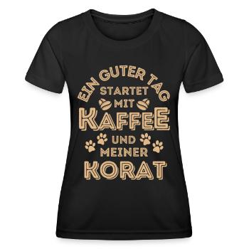 Korat Katze Kaffee Cafe - Frauen Funktions-T-Shirt - Schwarz - Vorne - AI Model Female 172 light (172cm)