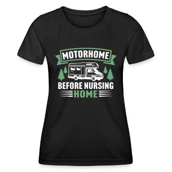 Motorhome before nursing home t-shirt camper - Women's Functional T-Shirt - black - Front - AI Model Female 172 light (172cm)