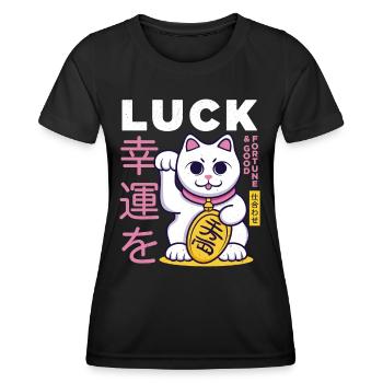 Lucky Cat Bonne chance - T-shirt sport Femme - noir - Devant - AI Model Female 172 light (172cm)