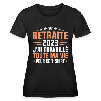 Retraité en 2023 cadeau retraité 2023 - T-shirt sport Femme - noir - Devant - AI Model Female 172 light (172cm)
