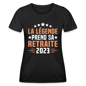La légende prend sa retraite 2023 cadeau retraité - T-shirt sport Femme - noir - Devant - AI Model Female 172 light (172cm)