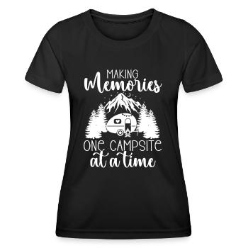 Erinnerungen schaffen Ein Campingplatz nach dem anderen - Frauen Funktions-T-Shirt - Schwarz - Vorne - AI Model Female 172 light (172cm)