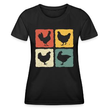 Retro Hens - Women's Functional T-Shirt - black - Front - AI Model Female 172 light (172cm)