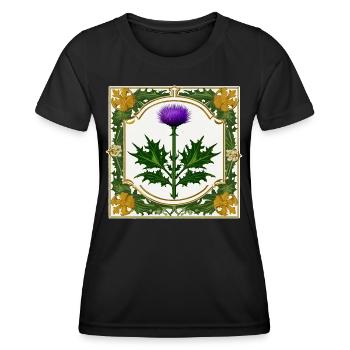 Distel als Wappen III - Frauen Funktions-T-Shirt - Schwarz - Vorne - AI Model Female 172 light (172cm)