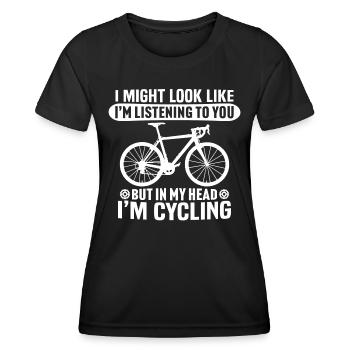 in my head i'm cycling - Women's Functional T-Shirt - black - Front - AI Model Female 172 light (172cm)
