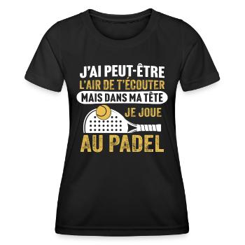 je joue au padel - T-shirt sport Femme - noir - Devant - AI Model Female 172 light (172cm)
