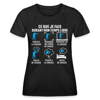 Partir à la chasse - T-shirt sport Femme - noir - Devant - AI Model Female 172 light (172cm)