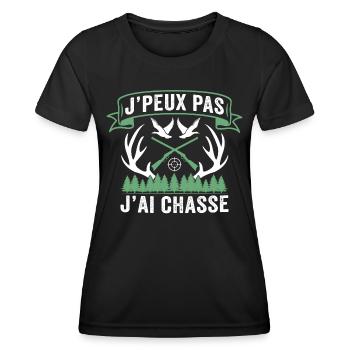 je peux pas j'ai chasse - T-shirt sport Femme - noir - Devant - AI Model Female 172 light (172cm)