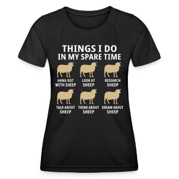 Things i do in my spare time hang out with sheep - T-shirt sport Femme - noir - Devant - AI Model Female 172 light (172cm)