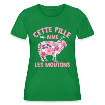 Cette Fille Aime Les moutons - T-shirt sport Femme - vert - Devant - AI Model Female 172 dark (172cm)
