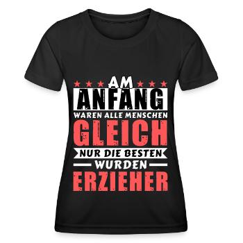 Am Anfang waren alle gleich - Erzieher Edition - Frauen Funktions-T-Shirt - Schwarz - Vorne - AI Model Female 172 light (172cm)
