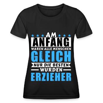 Am Anfang waren alle gleich - Erzieher Edition - Frauen Funktions-T-Shirt - Schwarz - Vorne - AI Model Female 172 light (172cm)