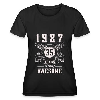 Jahrgang 1987 Geburtstag Geschenk 35 Jahre - Frauen Funktions-T-Shirt - Schwarz - Vorne - AI Model Female 172 light (172cm)