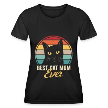 Best Cat Mom Ever Cats Mama Funny Retro - Women's Functional T-Shirt - black - Front - AI Model Female 172 light (172cm)
