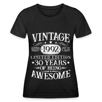 30ème Anniversaire Vintage 1992 Vintage Cadeau - T-shirt sport Femme - noir - Devant - AI Model Female 172 light (172cm)