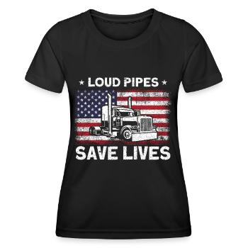 Trucker Fernfahrer Sattelzug Geschenk - Frauen Funktions-T-Shirt - Schwarz - Vorne - AI Model Female 172 light (172cm)