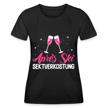 Apres Ski Après Ski Sektverkostung Geschenk - Frauen Funktions-T-Shirt - Schwarz - Vorne - AI Model Female 172 light (172cm)
