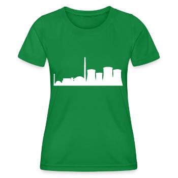 Atomkraftwerk, Atomstrom, Kraftwerk, Kühltürme - Frauen Funktions-T-Shirt - Kelly Green - Vorne - AI Model Female 172 dark (172cm)