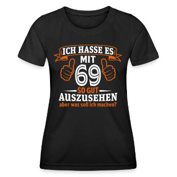 69 Jahre Geschenk 69. Geburtstag Lustig Geschenk - Frauen Funktions-T-Shirt - Schwarz - Vorne - AI Model Female 172 light (172cm)