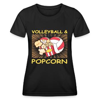 Volleyball & Popcorn Girls Mom Gift Idea - Frauen Funktions-T-Shirt - Schwarz - Vorne - AI Model Female 172 light (172cm)