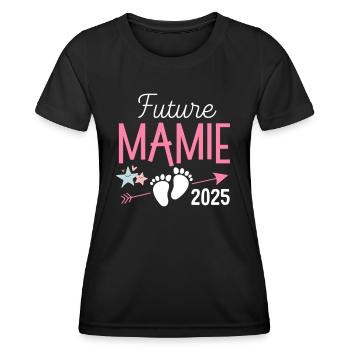 Future Mamie 2025 Cadeau Bientôt Grand-mère - T-shirt sport Femme - noir - Devant - AI Model Female 172 light (172cm)