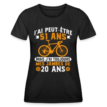 Anniversaire 51 ans pour un cycliste cadeau vélo - T-shirt sport Femme - noir - Devant - AI Model Female 172 light (172cm)