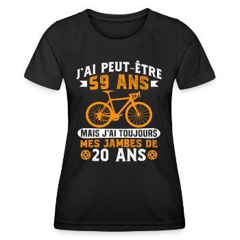 Anniversaire 59 ans pour un cycliste cadeau vélo - T-shirt sport Femme - noir - Devant - AI Model Female 172 light (172cm)