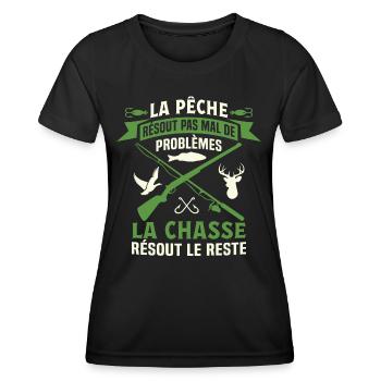 Cadeau Chasse Pêche Chasseur T-Shirt Pêcheur - T-shirt sport Femme - noir - Devant - AI Model Female 172 light (172cm)