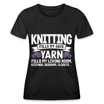 Garn stricken Stricken Quilten Geschenk - Frauen Funktions-T-Shirt - Schwarz - Vorne - AI Model Female 172 light (172cm)