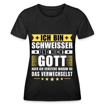 Ich bin Schweißer und nicht Gott - Frauen Funktions-T-Shirt - Schwarz - Vorne - AI Model Female 172 light (172cm)