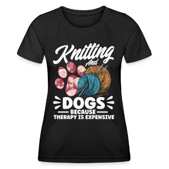 Knitting Yarn Knitting Knitting Fabric Gift - Women's Functional T-Shirt - black - Front - AI Model Female 172 light (172cm)