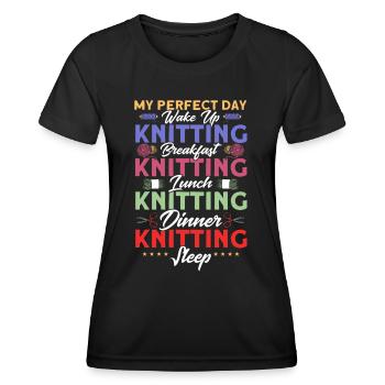 Stricken Stoff Stricken Stricken Geschenk - Frauen Funktions-T-Shirt - Schwarz - Vorne - AI Model Female 172 light (172cm)