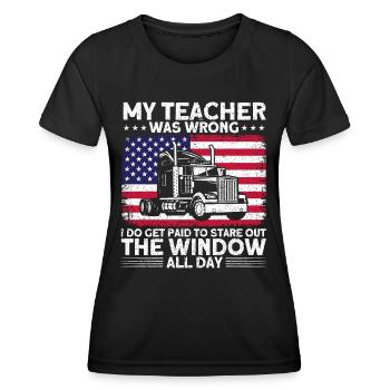 Sattelzug Sattelschlepper Fernfahrer Geschenk - Frauen Funktions-T-Shirt - Schwarz - Vorne - AI Model Female 172 light (172cm)