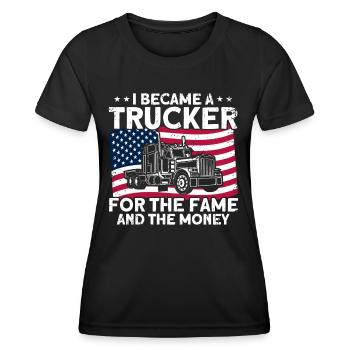 Trucker Sattelzug Fernfahrer Geschenk - Frauen Funktions-T-Shirt - Schwarz - Vorne - AI Model Female 172 light (172cm)