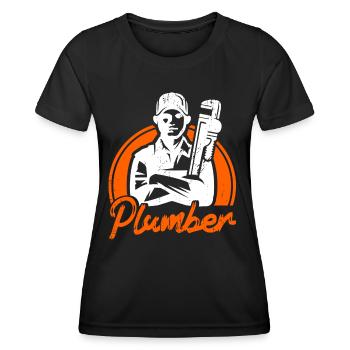 Robinetterie sanitaire commerciale Plombiers - T-shirt sport Femme - noir - Devant - AI Model Female 172 light (172cm)