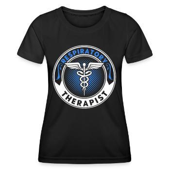 Thérapeute respiratoire agréé Respirotar Ther - T-shirt sport Femme - noir - Devant - AI Model Female 172 light (172cm)
