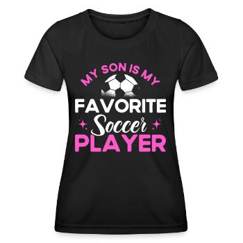 Fußball Mama Mutter Sohn Geschenk - Frauen Funktions-T-Shirt - Schwarz - Vorne - AI Model Female 172 light (172cm)