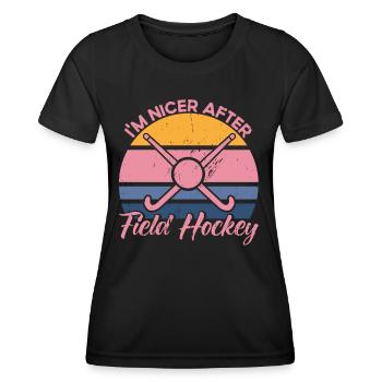 Feldhockey Feldhockey Spieler Hallen Feldhockey Ge - Frauen Funktions-T-Shirt - Schwarz - Vorne - AI Model Female 172 light (172cm)