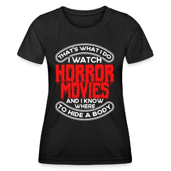 Horror Movie Slasher Movie Creepy Movies Gift - Women's Functional T-Shirt - black - Front - AI Model Female 172 light (172cm)