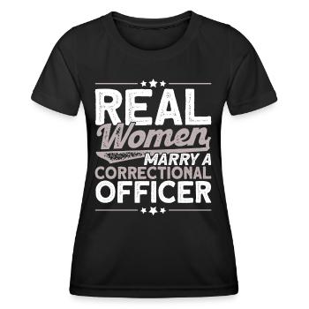 Gefängniswärter Handschellen Justizvollzugsbeamter - Frauen Funktions-T-Shirt - Schwarz - Vorne - AI Model Female 172 light (172cm)