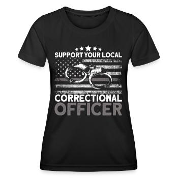 Justizvollzugsbeamter Handschellen Gefängniswärter - Frauen Funktions-T-Shirt - Schwarz - Vorne - AI Model Female 172 light (172cm)