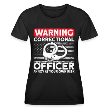 Handschellen Gefängniswärter Justizvollzugsbeamter - Frauen Funktions-T-Shirt - Schwarz - Vorne - AI Model Female 172 light (172cm)