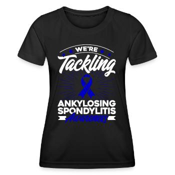 Soutien Blue Ribbon Ankylose Spondylarthrite - T-shirt sport Femme - noir - Devant - AI Model Female 172 light (172cm)