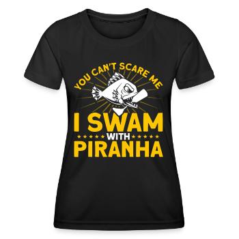 Ich schwamm mit Piranhas Amputierte Geschenk - Frauen Funktions-T-Shirt - Schwarz - Vorne - AI Model Female 172 light (172cm)