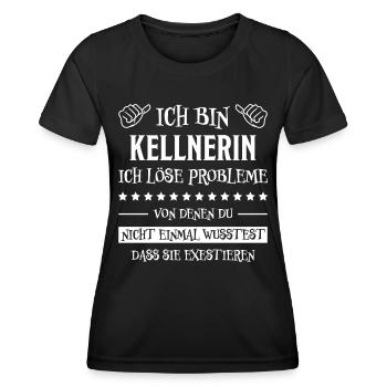 Kellnerin Lustig Spruch Serviererin Beruf Geschenk - Frauen Funktions-T-Shirt - Schwarz - Vorne - AI Model Female 172 light (172cm)
